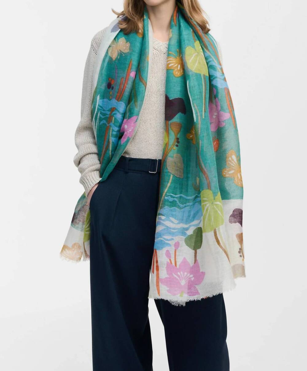 NEW EPICE linen blend scarf in agate